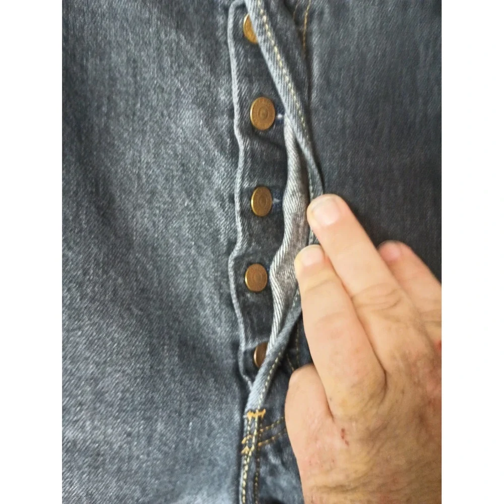 Levi's 501 Button Fly Jeans Dark Wash Denim Classic Fit Mens Size 38x32 U‎